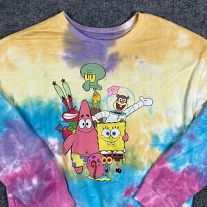 SpongeBob Sweatshirt Womens Large Tie Dye Nickelodeon Crewneck Colorful Pullover